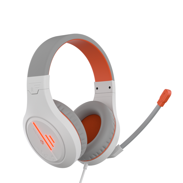 MeeTion MT-HP021 Stereo Gaming Headphones White Orange Lightweight Backlit - Image 3