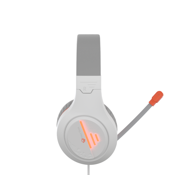 MeeTion MT-HP021 Stereo Gaming Headphones White Orange Lightweight Backlit - Image 4