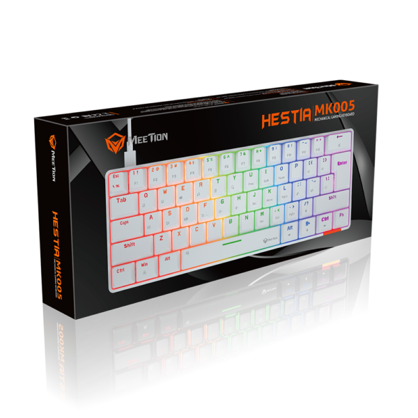 Meetion MK005 Hestia RGB 60% Mechanical Gaming Keyboard -White - Image 7