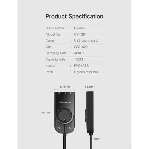 UGREEN CM129 USB External Stereo Sound Adapter - Image 6