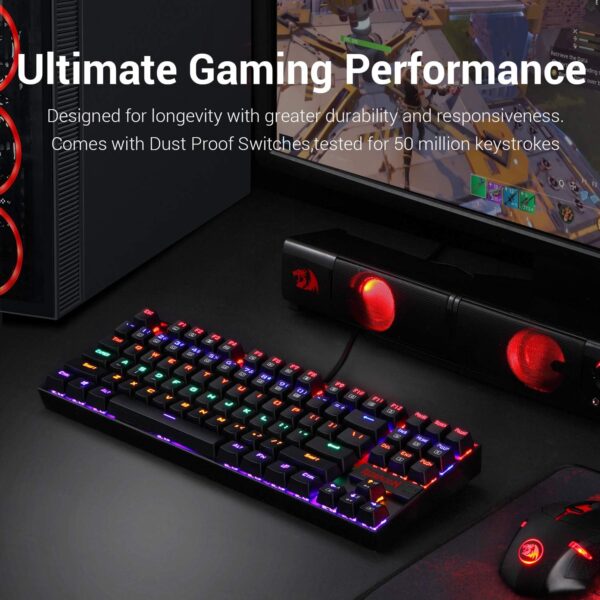 Redragon K552 KUMARA 87 Keys Mechanical Gaming Keyboard RGB LED Backlit Wired Anti-Dust Proof Blue Switches - Black - Image 5