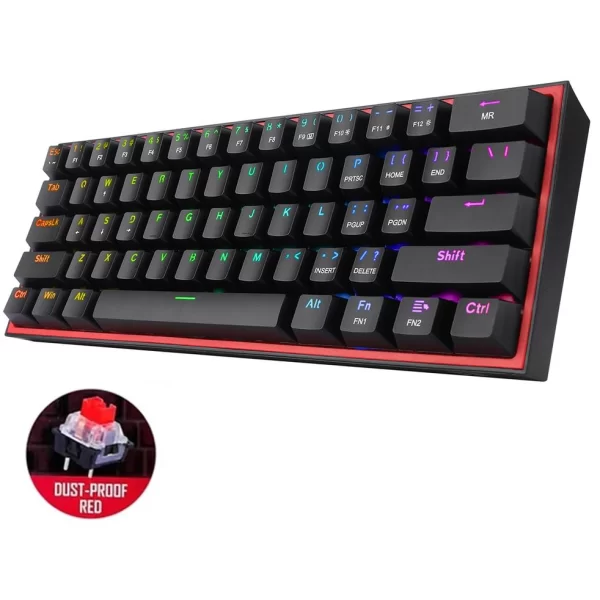 REDRAGON K617 Fizz RGB 60% Gaming Mechanical Keyboard – Red Switches (Black) - Image 2