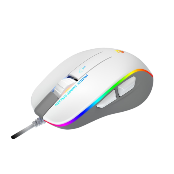 MEETION GM23 RGB Circulation Backlit Gaming Mouse - White - Image 2