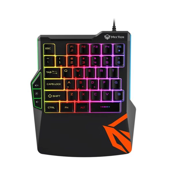 MEETION MT-KB015 One-Handed Wired RGB Gaming Keyboard with Ergonomic Keycaps, Plug and Play, LED Rainbow Backlight - Image 2