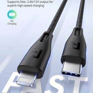 RAVPOWER CHARGER & SYNC USB C Cable with Lightning Connector 2M RP-CB1018