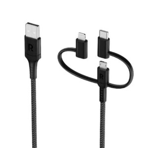 RAVPOWER 3in1 Nylon Braid Cable A to Micro Type C +Lightning RP-CB1033