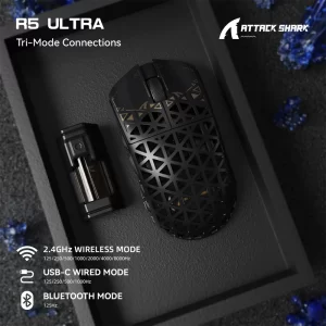 ATTACK SHARK R5 ULTRA Carbon Fiber Wireless 8K PAW3950MAX Gaming Mouse