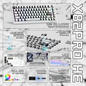 ATTACK SHARK X82 PRO HE Wireless Rapid Trigger Gaming Keyboard Magnetic Switch