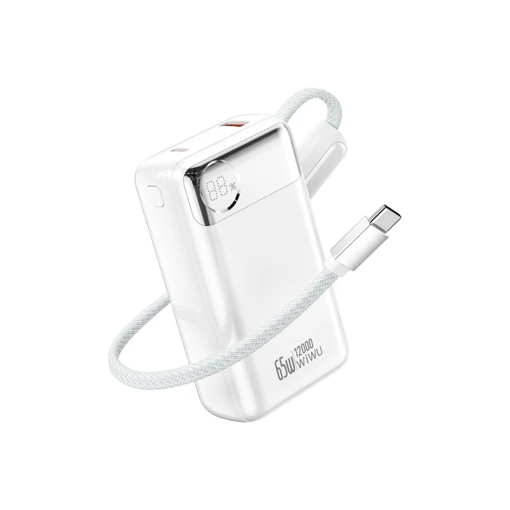WiWU Power Plus 65W Built-in Cable Power Bank T132