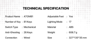 FANTECH MK875V2 ATOM81 HERO GAMING KEYBOARD