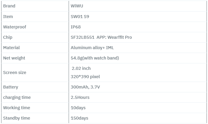 WiWU Smart Watch SW01 S9